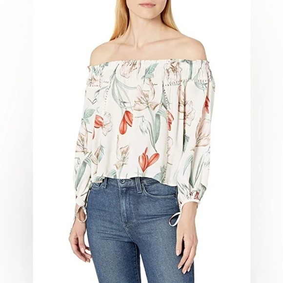 NWOT Revolve ASTR The Label Chavelle Top Medium Off The Shoulder Floral Cropped - Picture 2 of 8